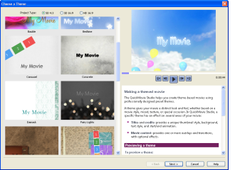 
 Choosing the theme for your QuickMovie